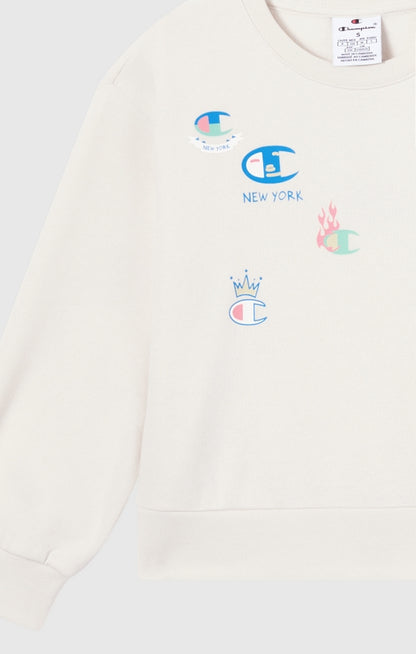 Felpa Girocollo Champion Crewneck Sweatshirt Junior Bianco 405219-WW056