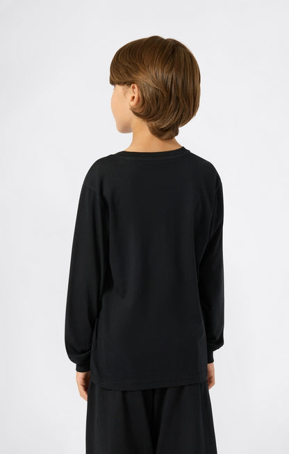 Champion Long Sleeve Tee 307260-KK001 - T-Shirt Manica Lunga Junior Nero