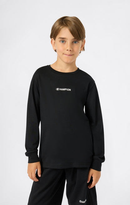 Champion Long Sleeve Tee 307260-KK001 - T-Shirt Manica Lunga Junior Nero