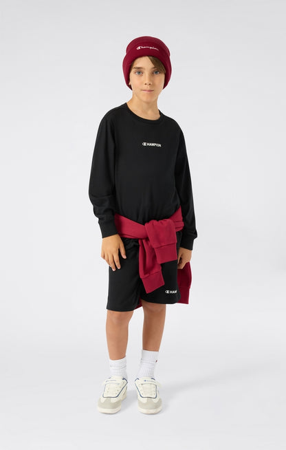 Champion Long Sleeve Tee 307260-KK001 - T-Shirt Manica Lunga Junior Nero