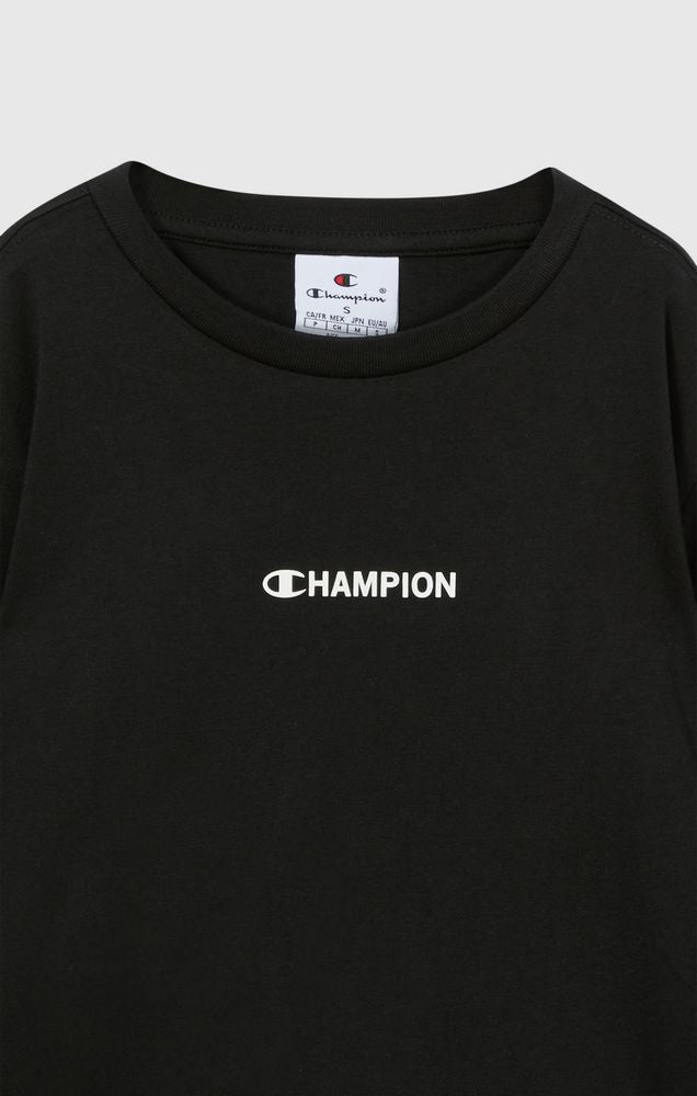 Champion Long Sleeve Tee 307260-KK001 - T-Shirt Manica Lunga Junior Nero