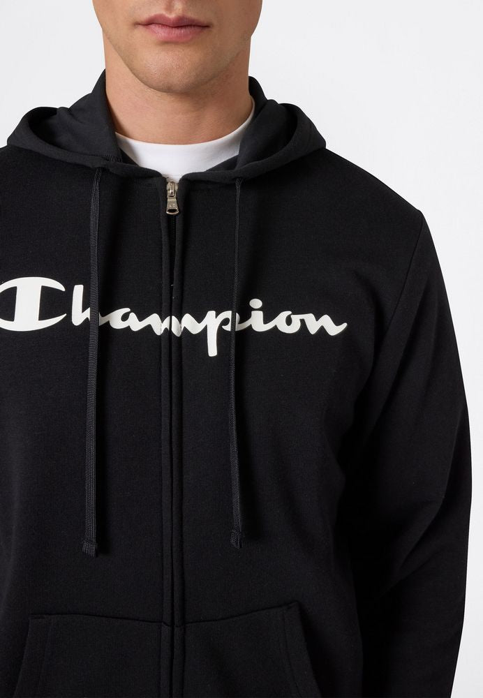 Felpa con Cappuccio Full Zip Champion French Terry Uomo Nero 221918-KK001