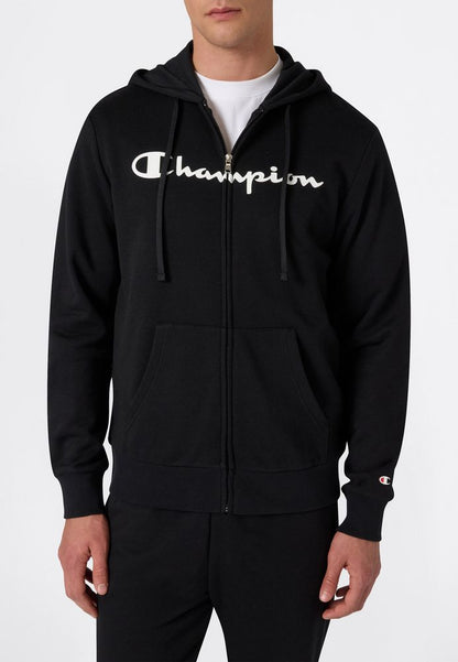 Felpa con Cappuccio Full Zip Champion French Terry Uomo Nero 221918-KK001
