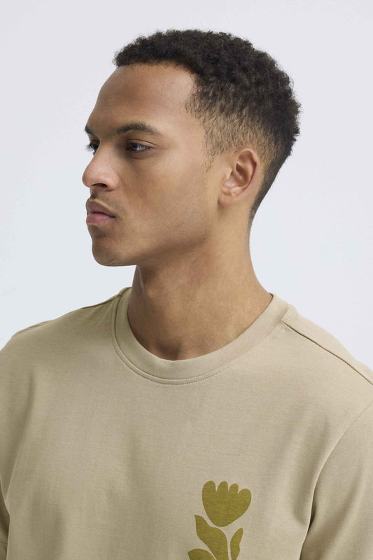 T-shirt Blend He BHSUN FLOWER SENSE - Beige - 20720488-900004705