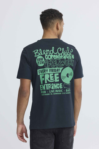 T-shirt Blend He BHSUN SENSE MUSIC - Blu con Stampa Verde - 20720515