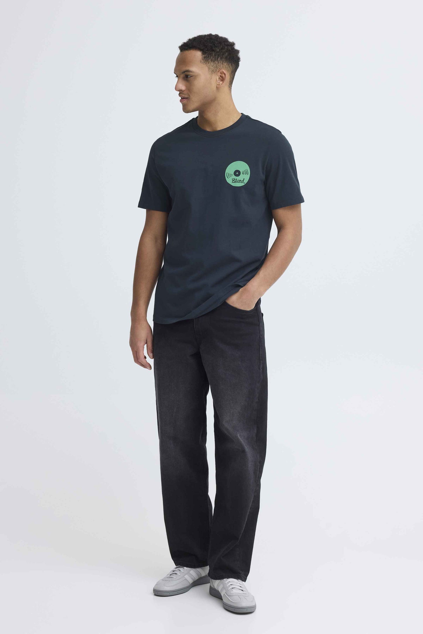 T-shirt Blend He BHSUN SENSE MUSIC - Blu con Stampa Verde - 20720515