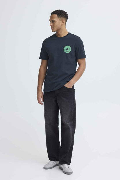 T-shirt Blend He BHSUN SENSE MUSIC - Blu con Stampa Verde - 20720515