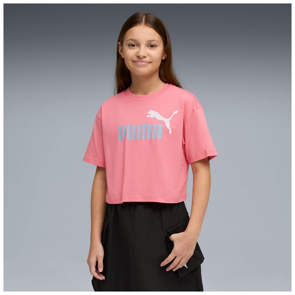 Puma ess 2 color logo tee - t-shirt ragazza rosa (686071-25)
