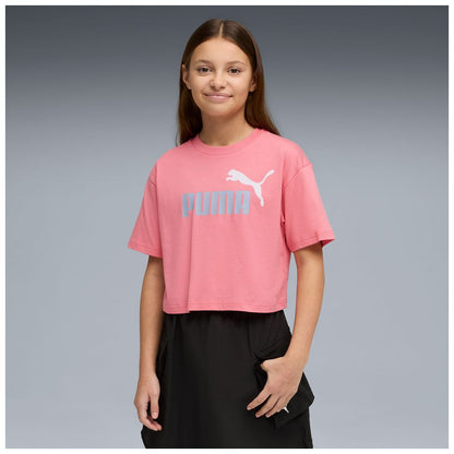Puma ess 2 color logo tee - t-shirt ragazza rosa (686071-25)