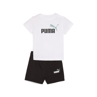 Completo puma minicats ess tee and shorts set inf - 686285-02 bianco nero