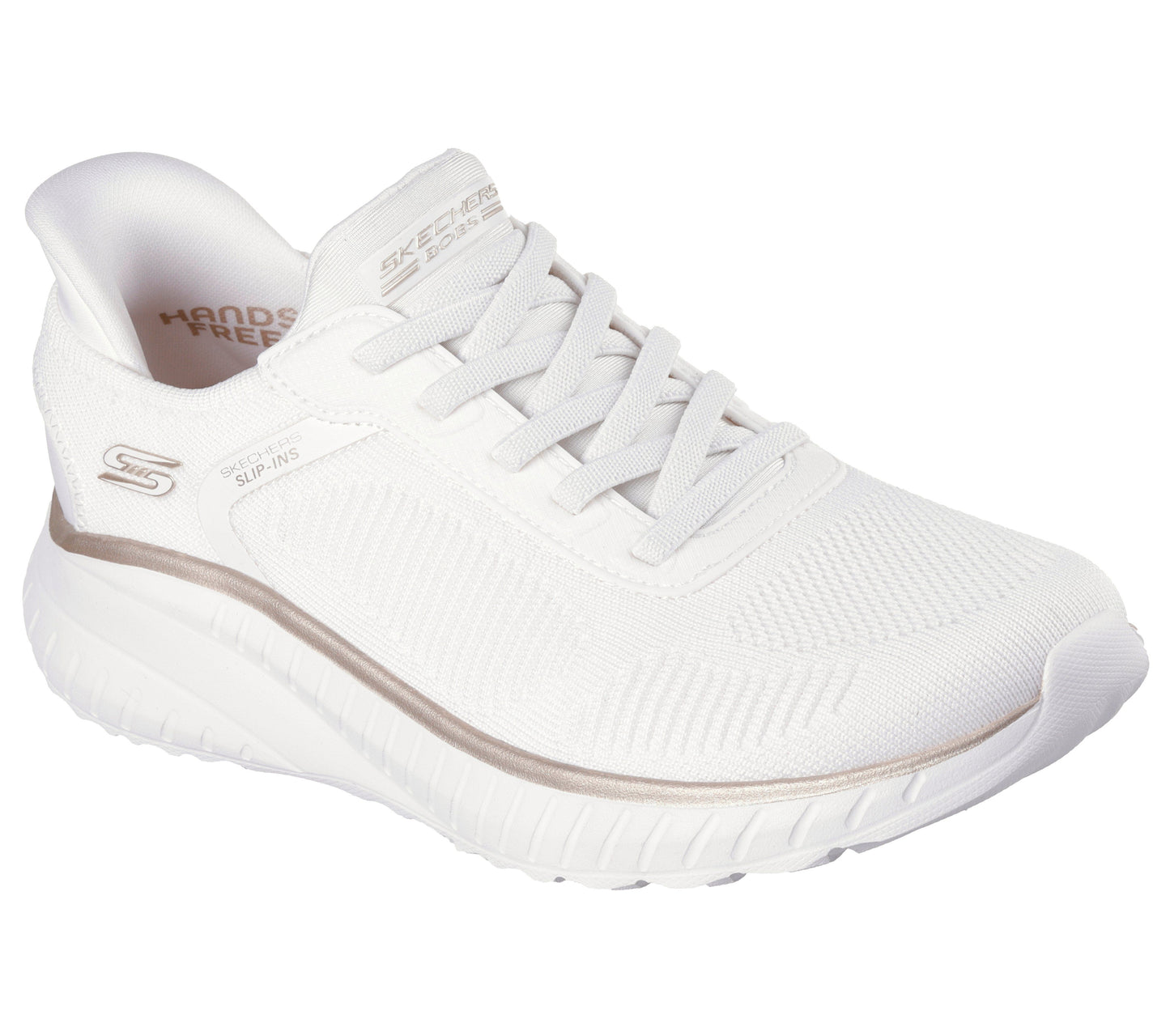 Scarpe skechers bobs squad chaos - current muse - 117497-wtgd bianco oro