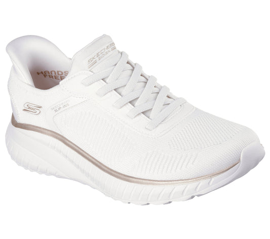 Scarpe skechers bobs squad chaos - current muse - 117497-wtgd bianco oro