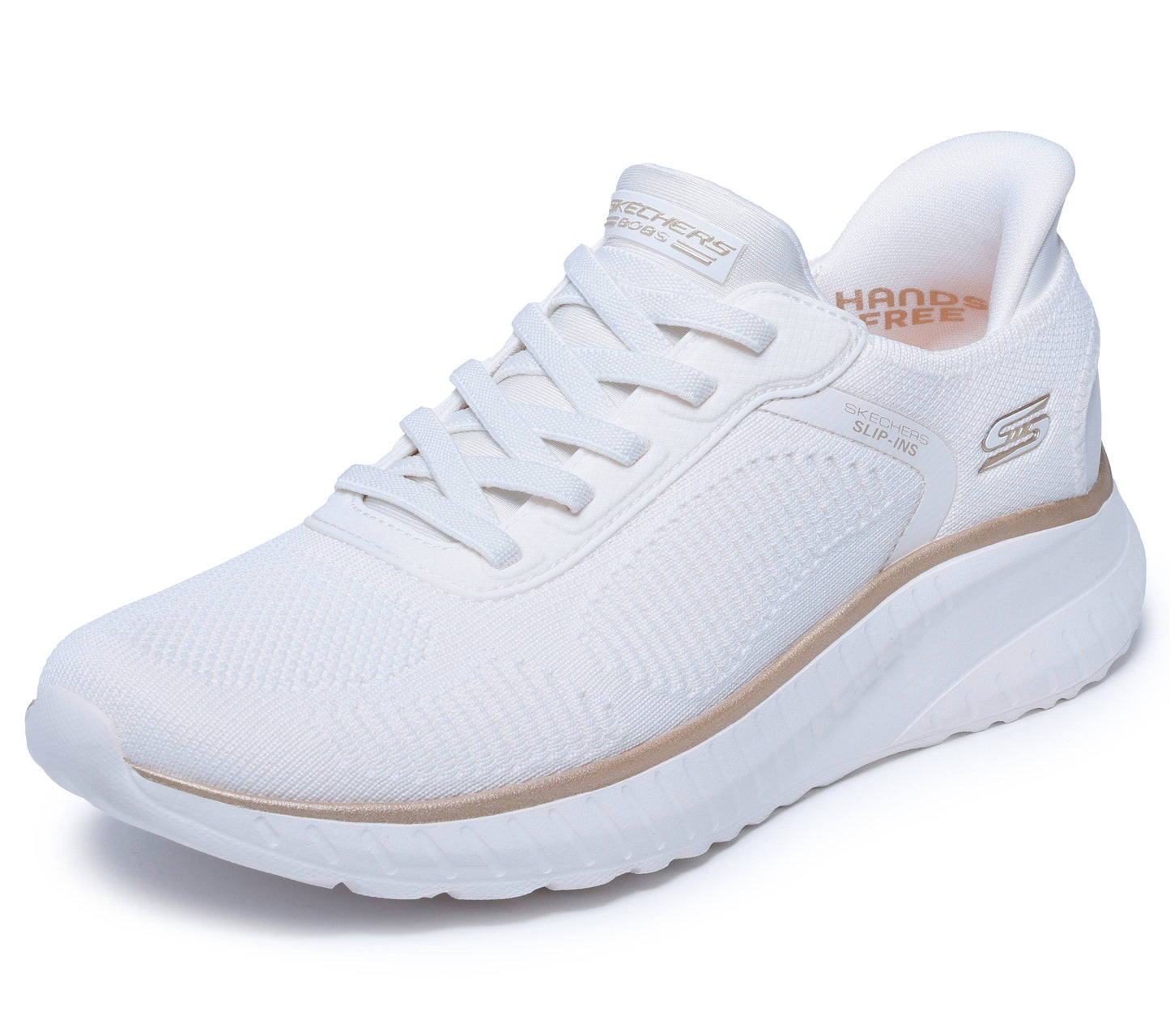 Scarpe skechers bobs squad chaos - current muse - 117497-wtgd bianco oro