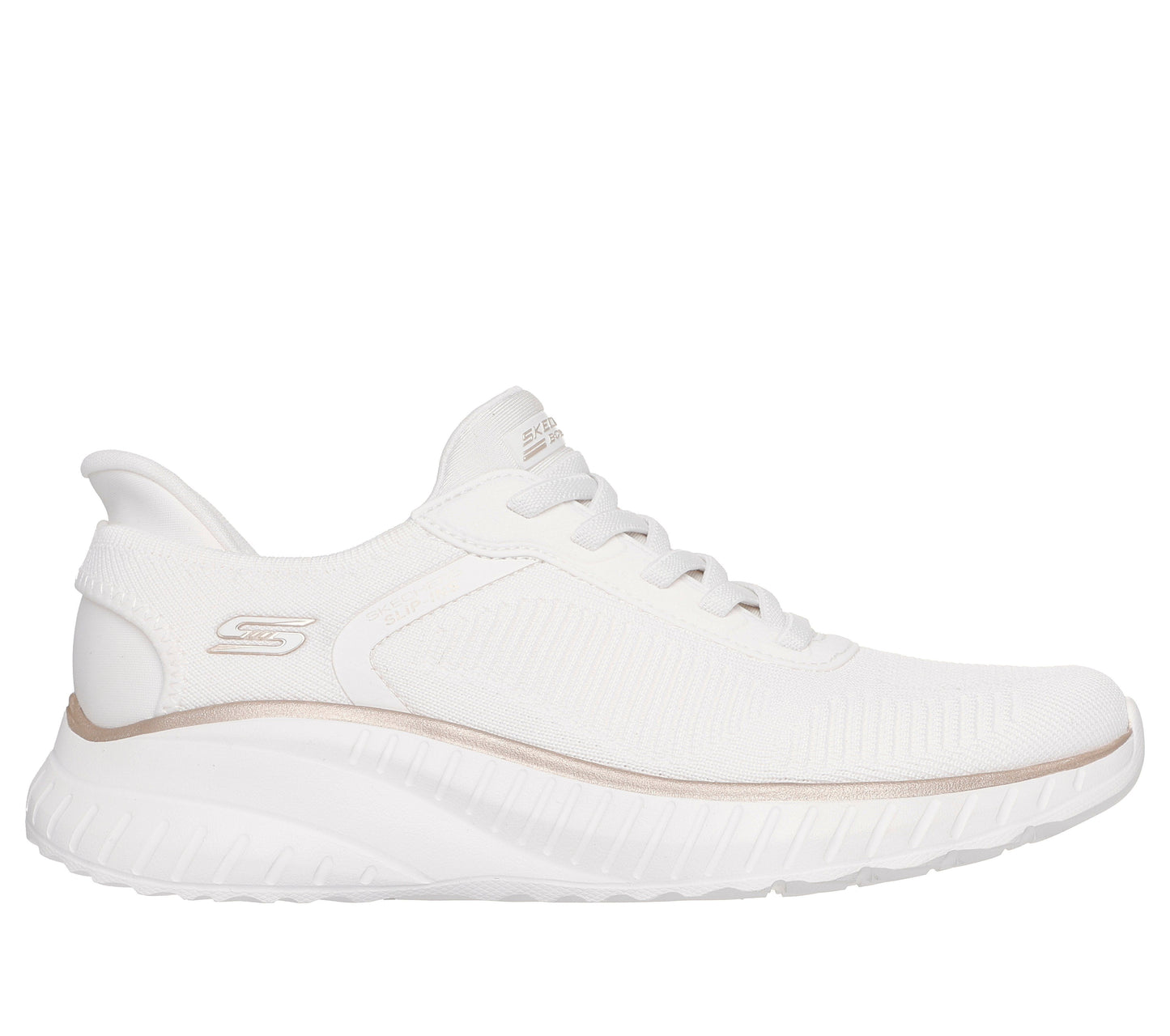 Scarpe skechers bobs squad chaos - current muse - 117497-wtgd bianco oro