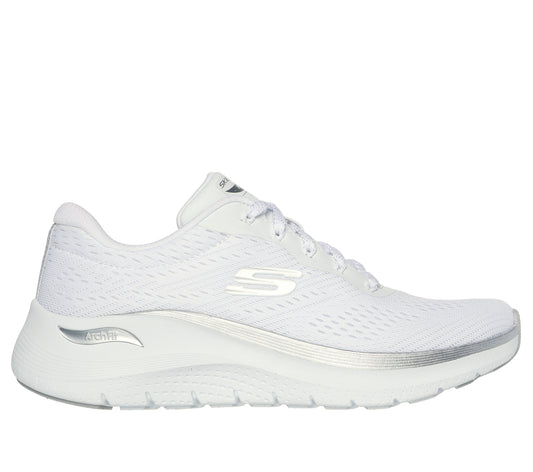 Scarpe skechers arch fit 2.0 - glow the distanc - 150067-wsl bianco argento