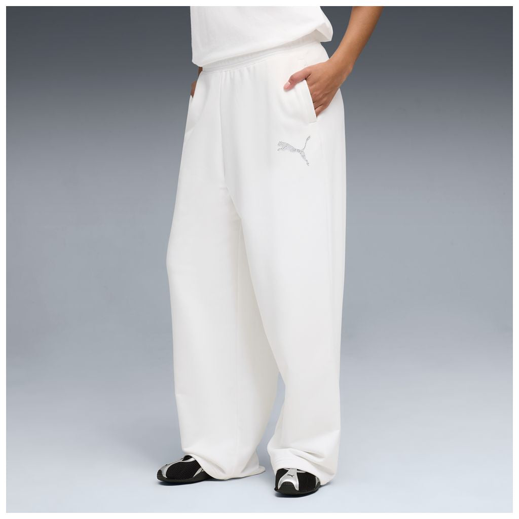 Pantaloni puma ess graphic bedazzled pants - 634567-02 bianco