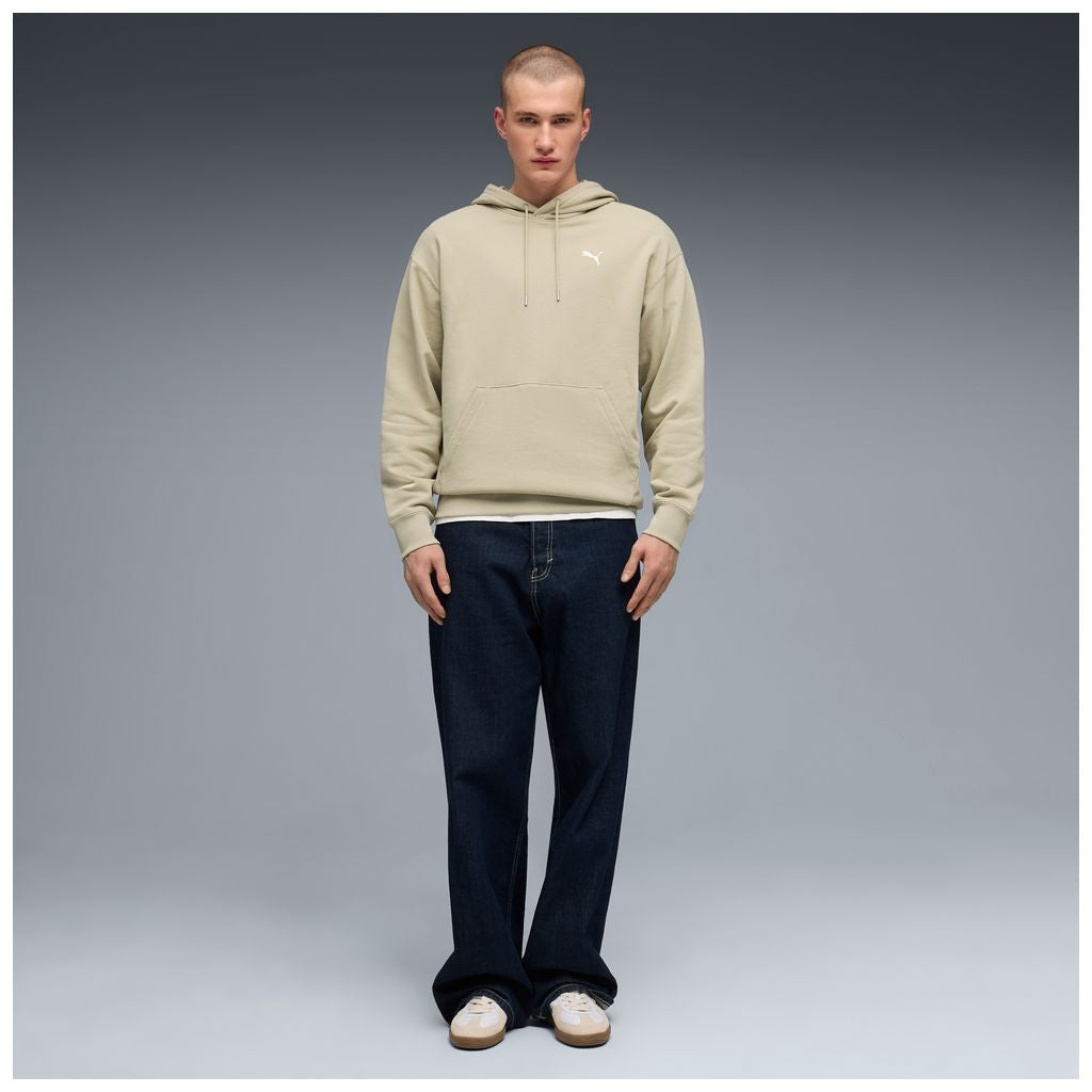 Felpa con cappuccio puma wardrobe ess relaxed hoodie - beige fango FRENCH TERRY