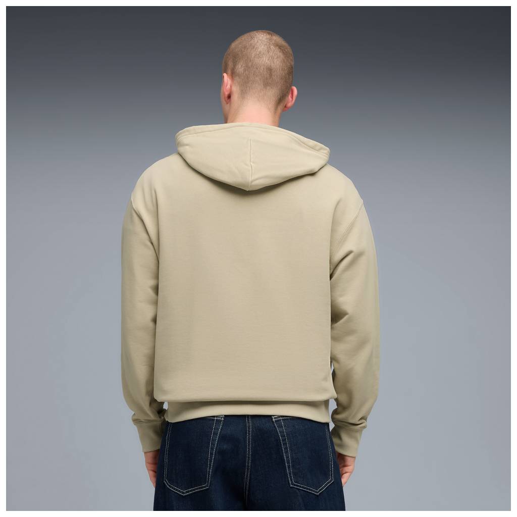 Felpa con cappuccio puma wardrobe ess relaxed hoodie - beige fango FRENCH TERRY