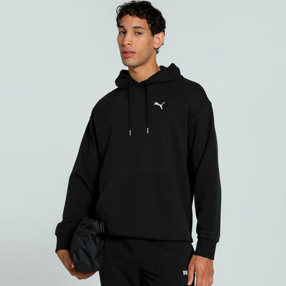 Felpa con cappuccio puma wardrobe ess relaxed hoodie - nero FRENCH TERRY