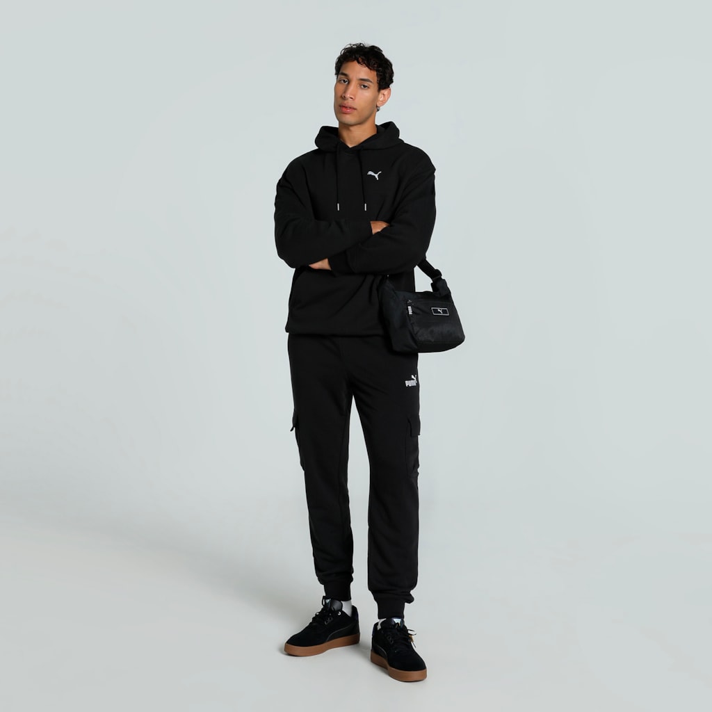 Felpa con cappuccio puma wardrobe ess relaxed hoodie - nero FRENCH TERRY