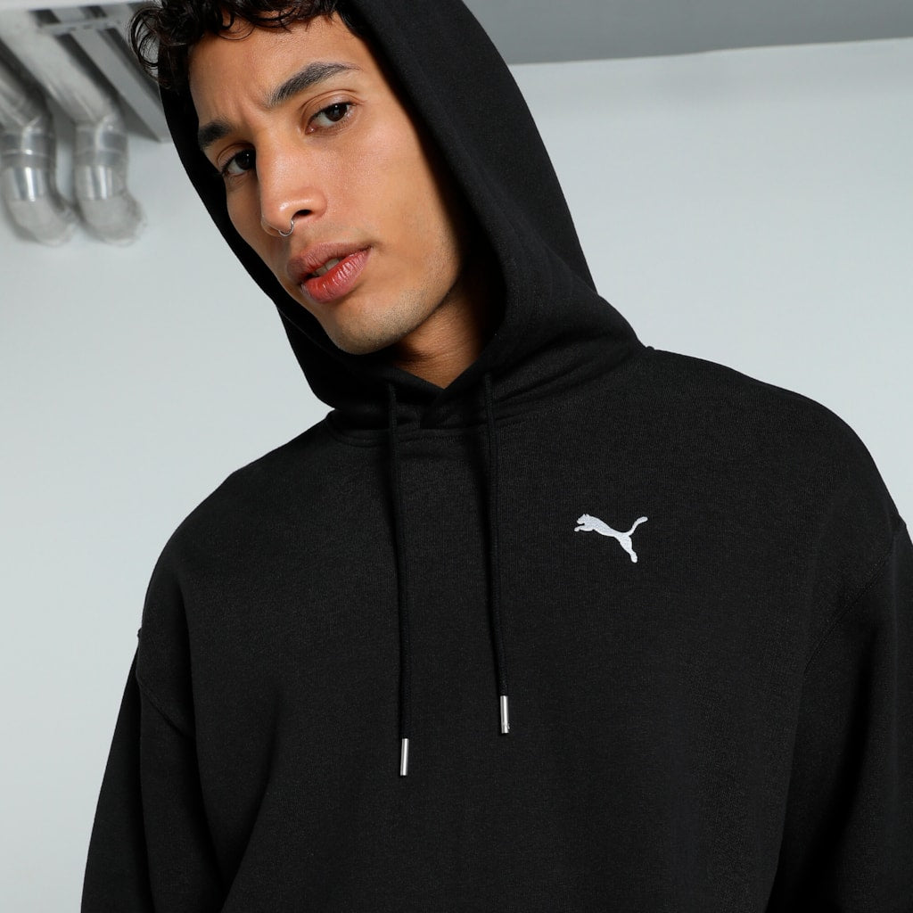 Felpa con cappuccio puma wardrobe ess relaxed hoodie - nero FRENCH TERRY