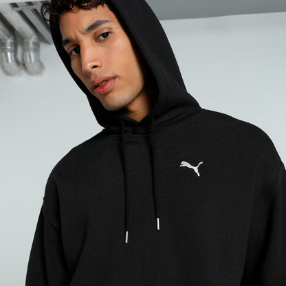 Felpa con cappuccio puma wardrobe ess relaxed hoodie - nero FRENCH TERRY