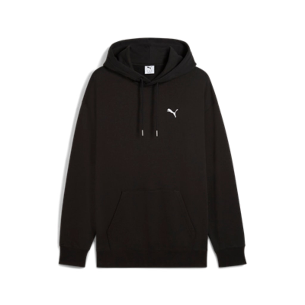 Felpa con cappuccio puma wardrobe ess relaxed hoodie - nero FRENCH TERRY