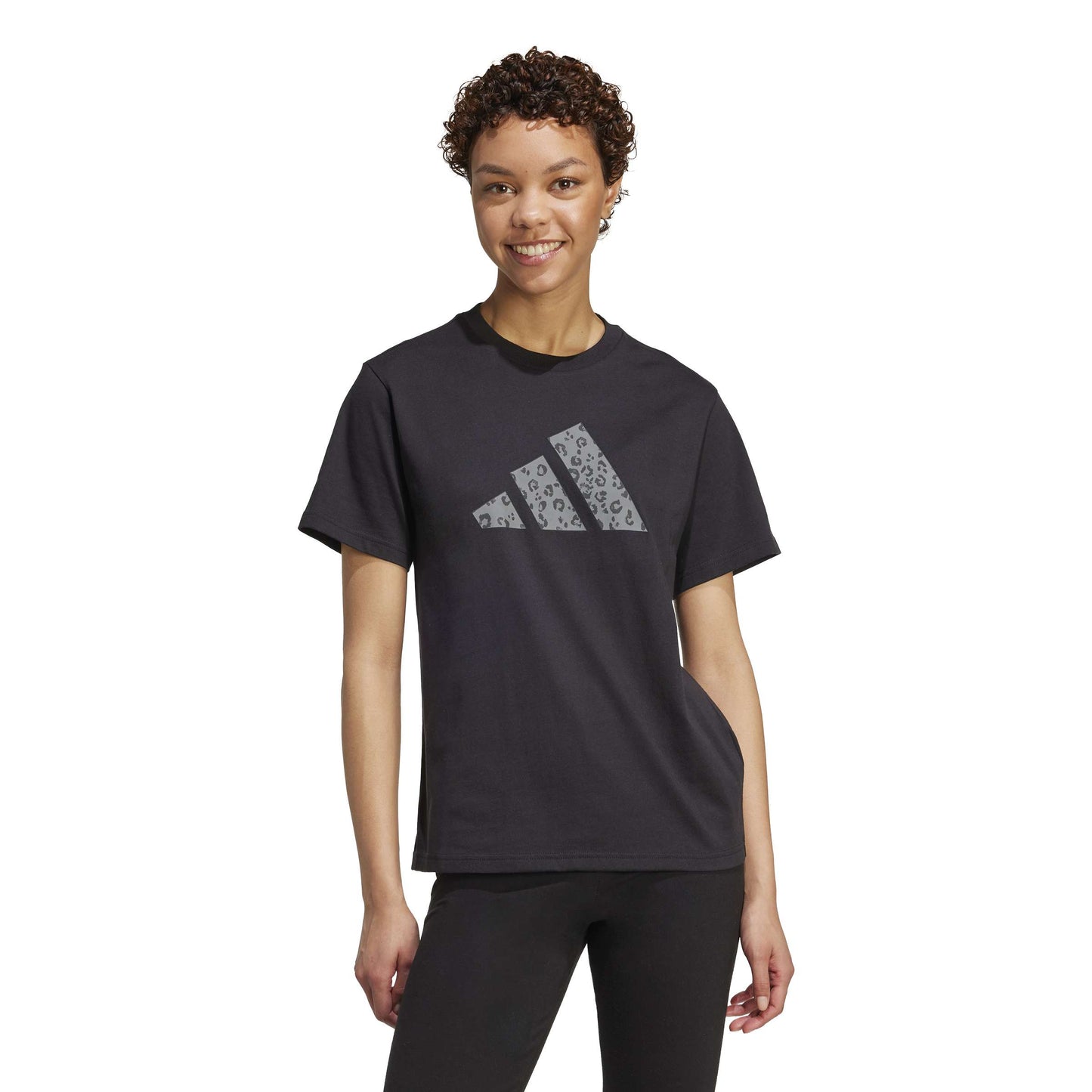 T-shirt adidas w animal t black - jv8536 nero zebrato