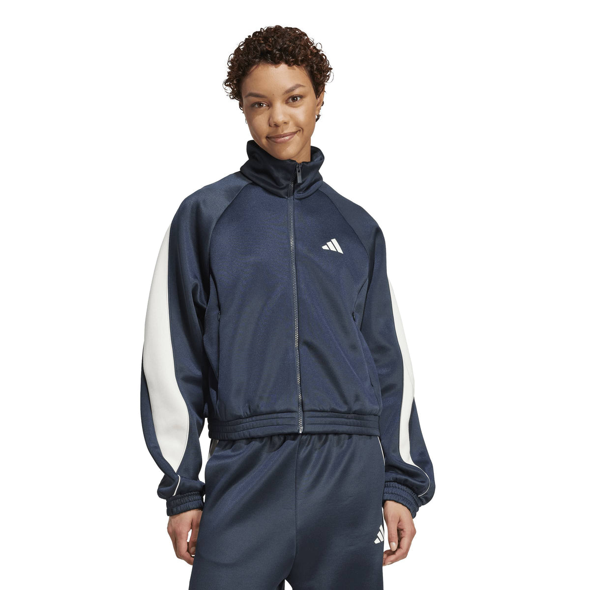 Giacca Sportiva Donna Adidas W Stadium TT - JW0527 Blu Scuro e Bianco | Look Retro
