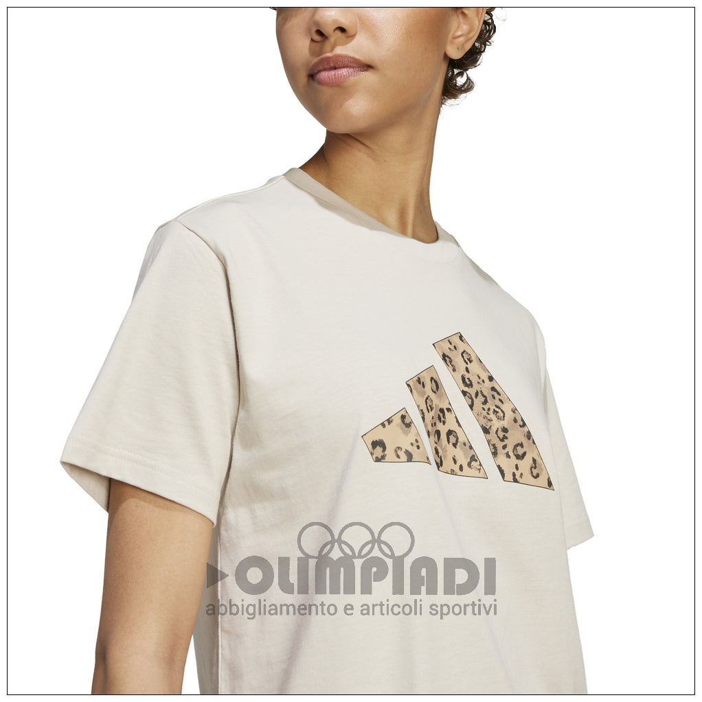 T-shirt Donna Adidas W Animal T - JM4423 Wonder Aluminum | Logo Leopardato