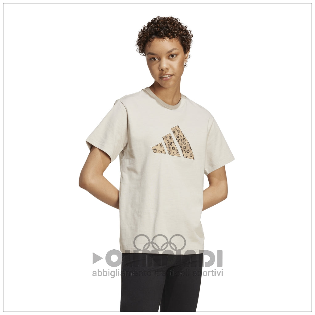 T-shirt Donna Adidas W Animal T - JM4423 Wonder Aluminum | Logo Leopardato