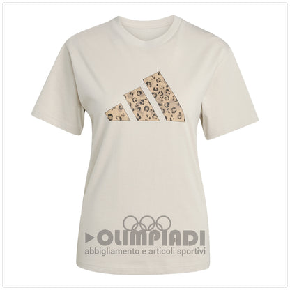 T-shirt Donna Adidas W Animal T - JM4423 Wonder Aluminum | Logo Leopardato
