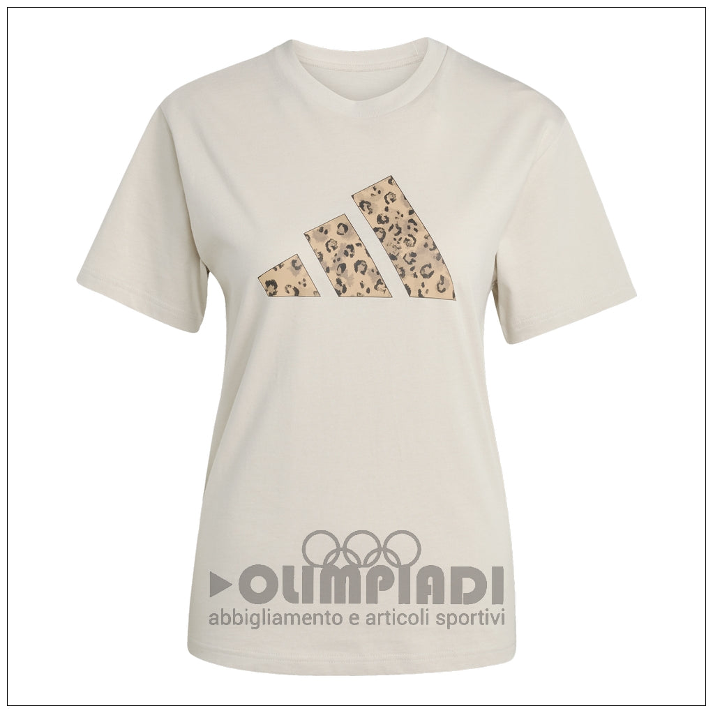 T-shirt Donna Adidas W Animal T - JM4423 Wonder Aluminum | Logo Leopardato