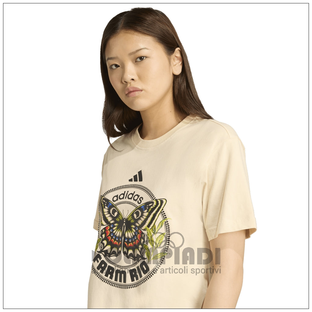T-shirt Donna Adidas x FARM Rio - JL8614 Sabbia | Grafica Boho