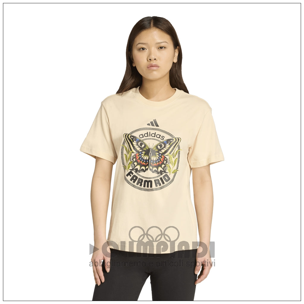 T-shirt Donna Adidas x FARM Rio - JL8614 Sabbia | Grafica Boho
