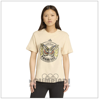T-shirt Donna Adidas x FARM Rio - JL8614 Sabbia | Grafica Boho