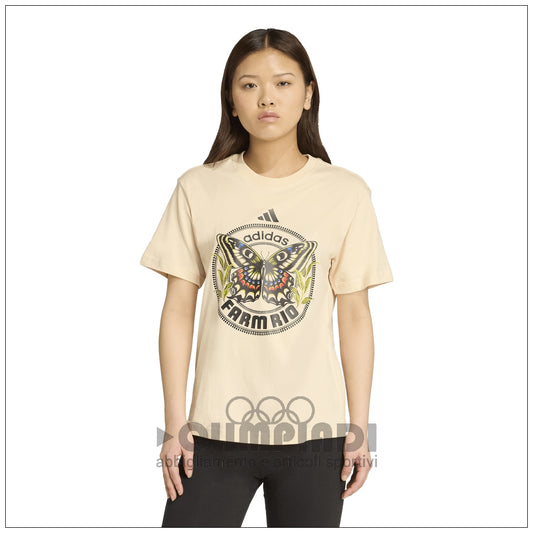 T-shirt Donna Adidas x FARM Rio - JL8614 Sabbia | Grafica Boho