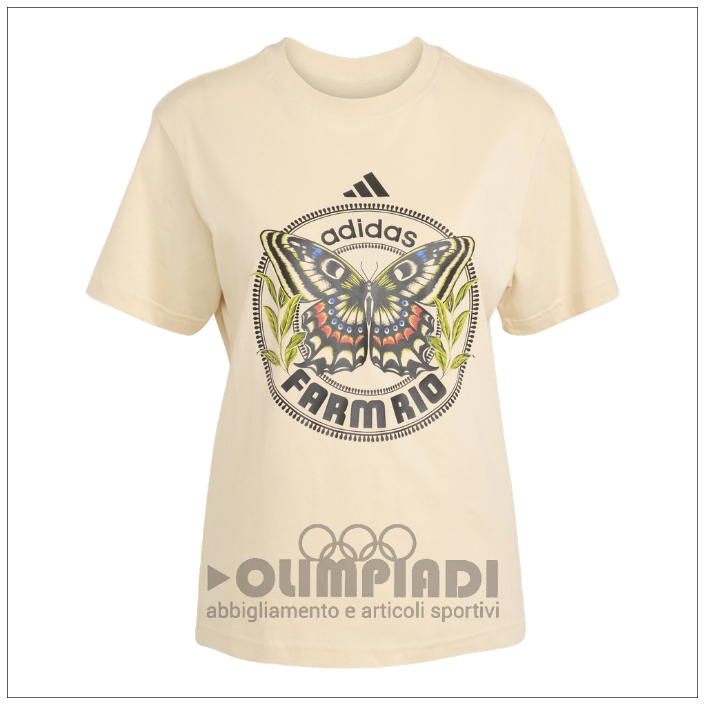 T-shirt Donna Adidas x FARM Rio - JL8614 Sabbia | Grafica Boho