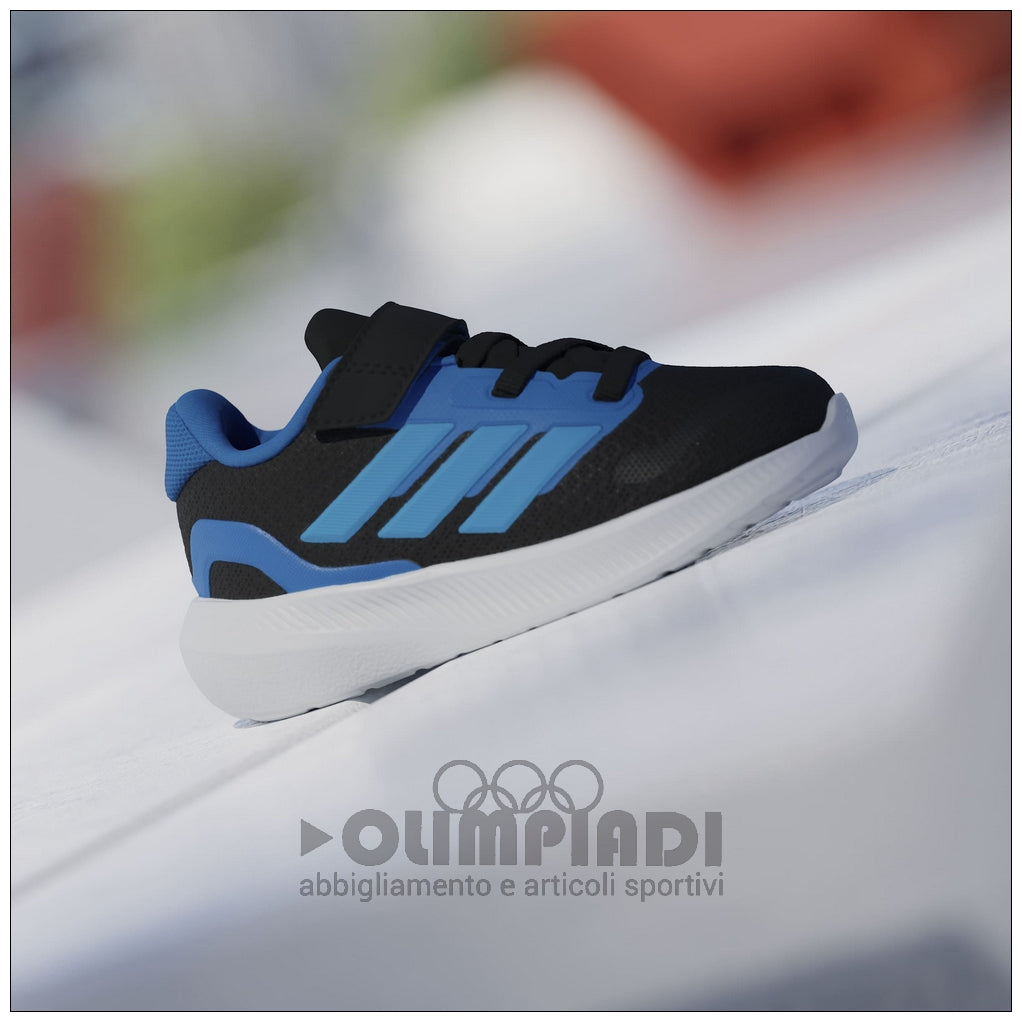 Scarpe Neonato Adidas Runfalcon 5 EL I - IH6865 Nero e Celeste | Primi Passi
