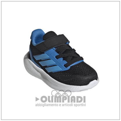 Scarpe Neonato Adidas Runfalcon 5 EL I - IH6865 Nero e Celeste | Primi Passi