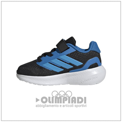 Scarpe Neonato Adidas Runfalcon 5 EL I - IH6865 Nero e Celeste | Primi Passi