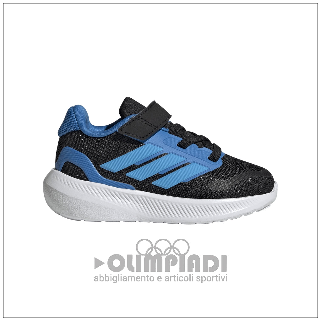 Scarpe Neonato Adidas Runfalcon 5 EL I - IH6865 Nero e Celeste | Primi Passi