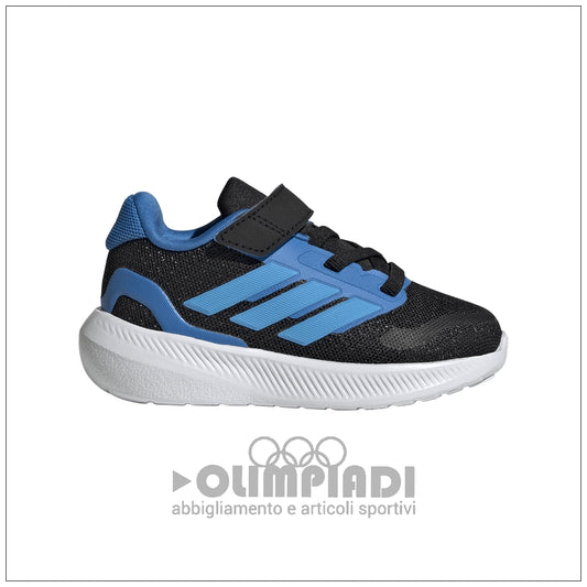 Scarpe Neonato Adidas Runfalcon 5 EL I - IH6865 Nero e Celeste | Primi Passi