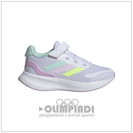 Scarpe Bambina Adidas Run Falcon 5 EL C - JP5153 Bianco e Colori Pastello | Leggere e Comode
