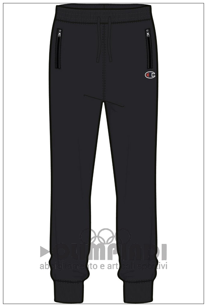 Pantaloni Tuta Uomo Champion Rib Cuff - 220807 Neri | Tasche con Zip cotone french terry