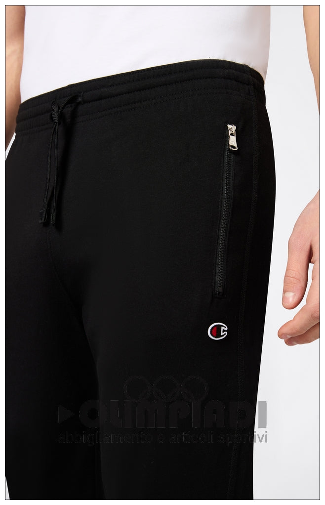 Pantaloni Tuta Uomo Champion Rib Cuff - 220807 Neri | Tasche con Zip cotone french terry