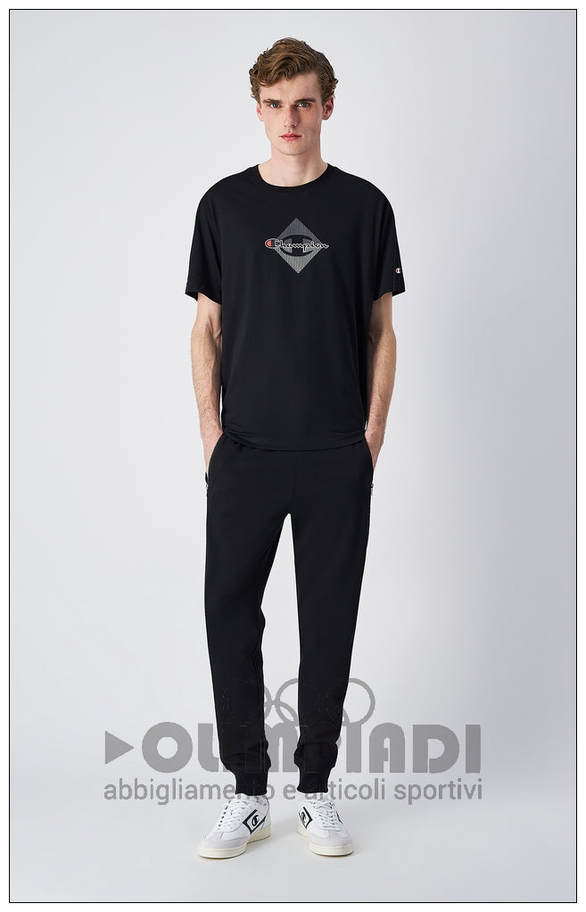 Pantaloni Tuta Uomo Champion Rib Cuff - 220807 Neri | Tasche con Zip cotone french terry