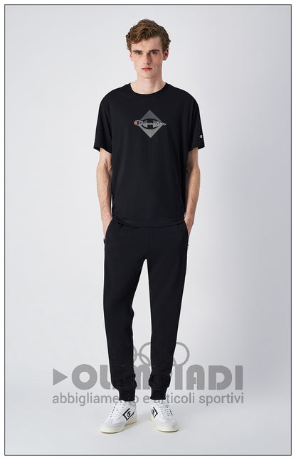 Pantaloni Tuta Uomo Champion Rib Cuff - 220807 Neri | Tasche con Zip cotone french terry
