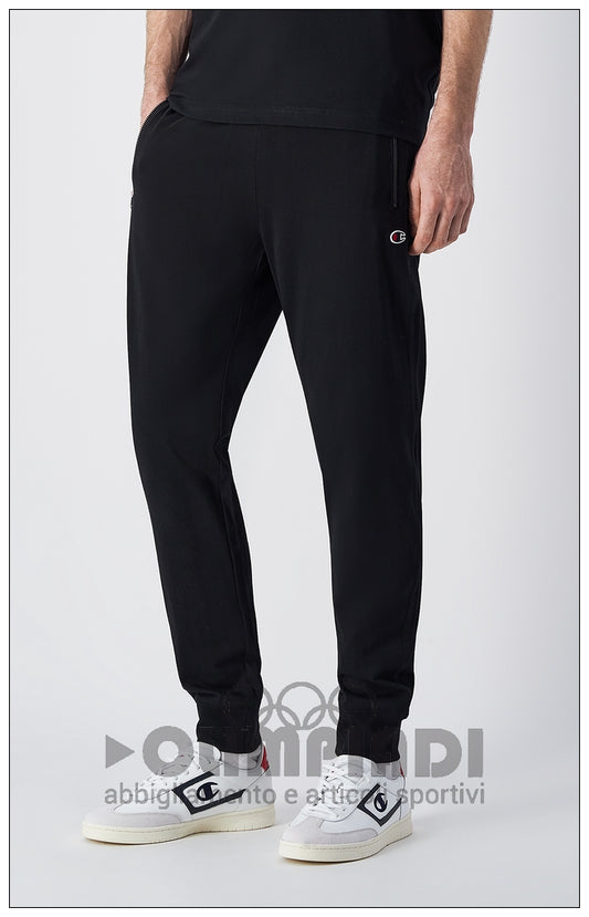 Pantaloni Tuta Uomo Champion Rib Cuff - 220807 Neri | Tasche con Zip cotone french terry