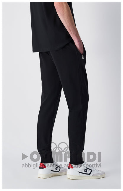 Pantaloni Tuta Uomo Champion Rib Cuff - 220807 Neri | Tasche con Zip cotone french terry